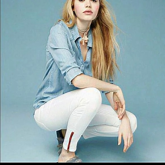 Etienne Marcel White High Rise Red Ankle Zipper Skinny Jeans Size 25 NWT $245 - Picture 3 of 13